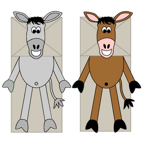 donkey paper bag puppet craft burro mule preschool printable activity