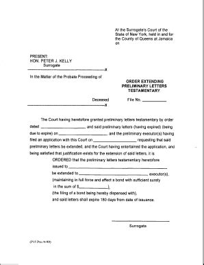 fillable  nycourts order extending preliminary letters