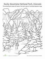 Rocky Coloring Park National Mountains Mountain Pages Worksheets Appalachian Worksheet Parks Trail Colouring Kids Sheets Education Geography Printable Adult Rockies sketch template