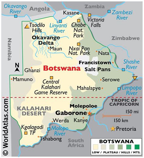 botswana large color map