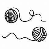 Ovillo Hilo Wool Bola Iconos Mano Doodle Tejer Vectorial Logotipo sketch template