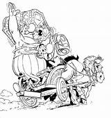 Asterix Obelix Coloring Horse Carriage Ride Adventure Pages Color sketch template