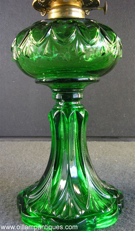 erin fan oil lamp emerald green glass oil lamp antiques