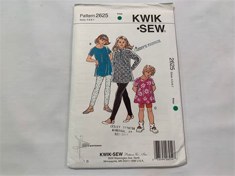 kwik sewing pattern  uncut size   girls tunics etsy