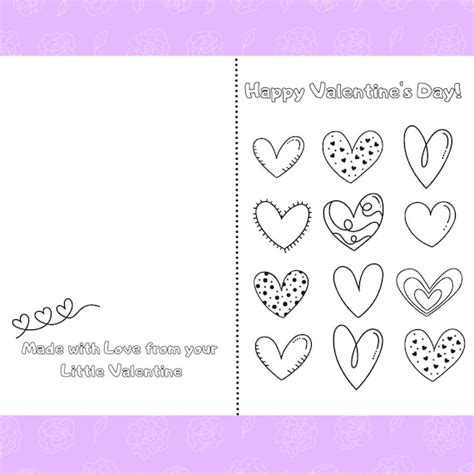 heart  printable foldable valentines day card  color etsy