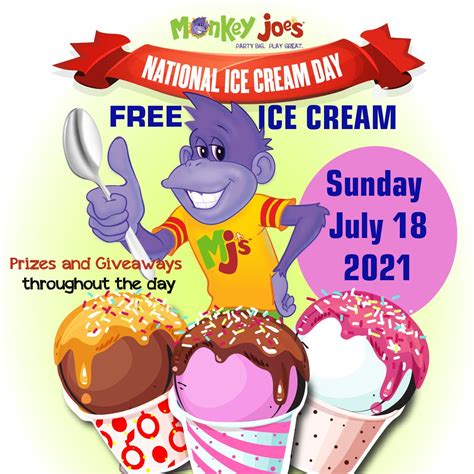 jul  national ice cream day celebration  monkey joes pointe