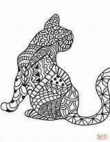 Coloring Zentangle Pages Cat sketch template