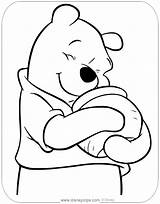 Winnie Pooh Coloring Honey Pages Disneyclips Hugging Honeypot His sketch template