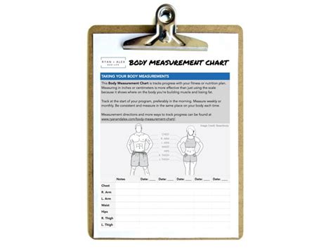 printable body measurement chart  fitness tracking