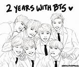 Bts Drawing Group Coloring Pages Printable Vkook Bangtan Anniversary Army Kpop Chibi Boys Drawings Template Sketch Paintingvalley sketch template