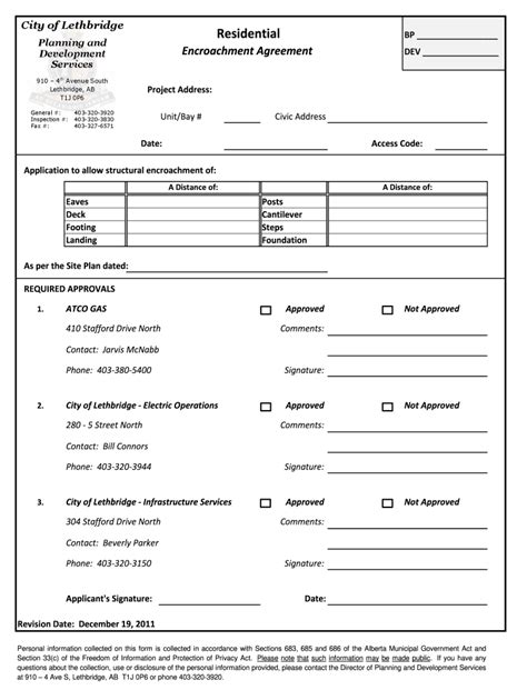 encroachment agreement form fill  printable fillable blank