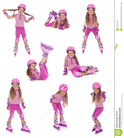 Roller Skater Girl In Different Positions Royalty Free