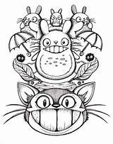 Totoro Ghibli Giclee Tattoos Draw Typique 11x14 Miyazaki Vexx Lineart Hayao sketch template