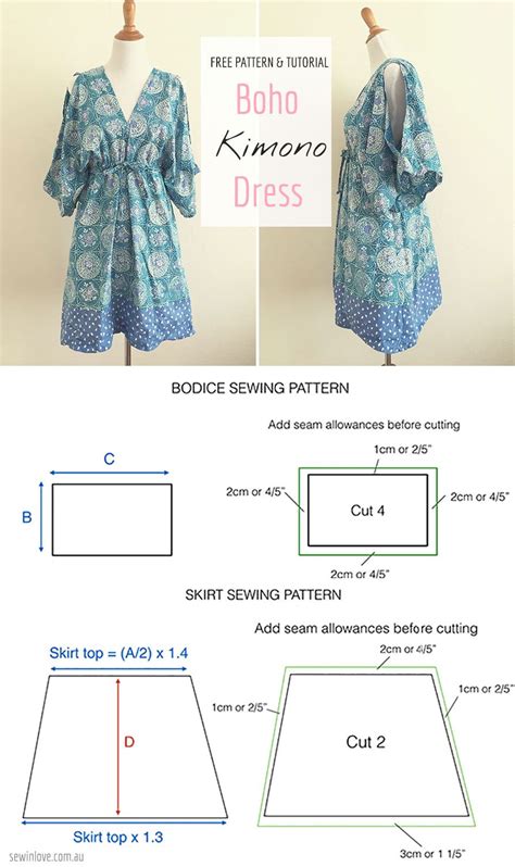 easy free sewing pattern make this boho kimono summer dress rayon or