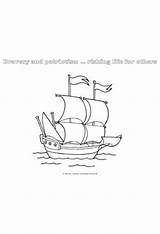 Coloring Pages Ship Pilgrim Society Colonial sketch template