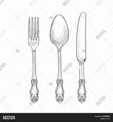 Fork Knife Drawing Spoon Vector sketch template