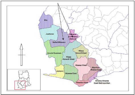 map  ghana showing  western region   study area