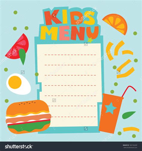 kids menu template  menu template