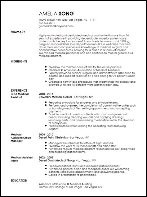 professional medical assistant resume template resume