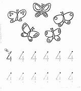 Worksheets Number Tracing Coloring Four Preschool Kindergarten Comment First sketch template