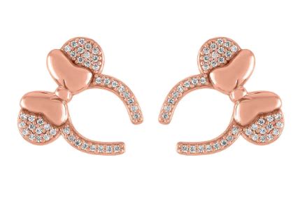 disney rebecca hook earrings minnie mouse bow rose gold
