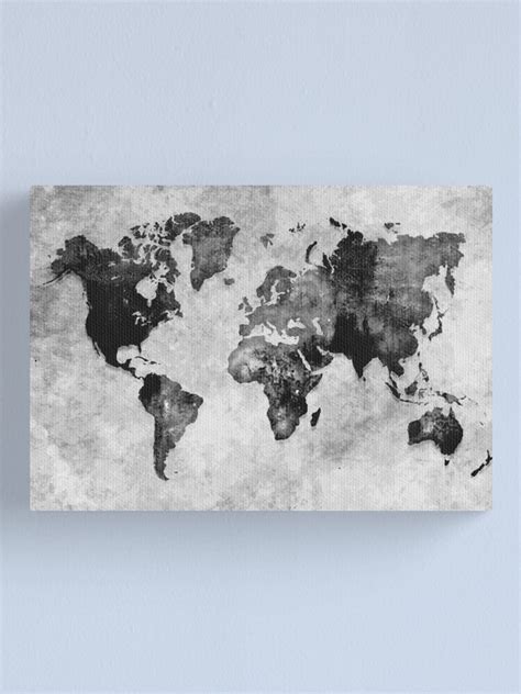 impression sur toile carte noir  blanc map world par jbjart redbubble