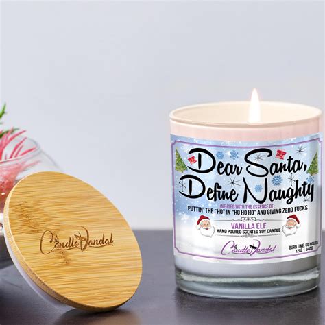 Dear Santa Define Naughty Candle Funny Christmas Holiday Candles