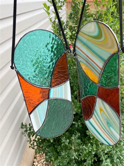 Original Stained Glass Window Suncatcher Oval Abstract In Etsy