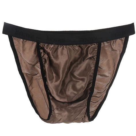 Uhuse Men S Sexy 100 Silk Briefs Low Rise Breathable Thong Underwear