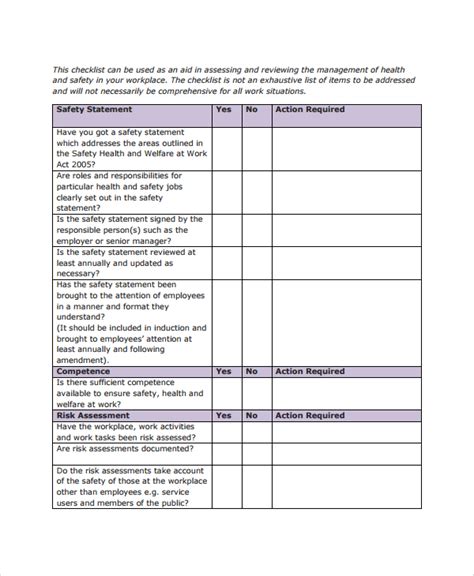 sample checklist templates   excel ms word google