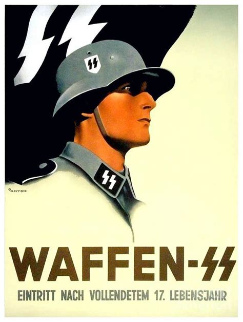 1941 German Waffen Ss Recruitment Poster Nazi Color Poster By