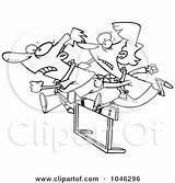 Jumping Hurdle Woman Man Illustration Clipart Obstacle Toonaday Race During Outline Racing Cartoon Business Over sketch template