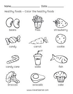 preschool science worksheets  healthy foods