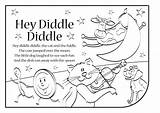 Hey Diddle Coloring Fiddle Lyrics Nursery Rhymes Pages Activities Rhyme Colouring Little Sheet Preschool Book Songs Activity sketch template