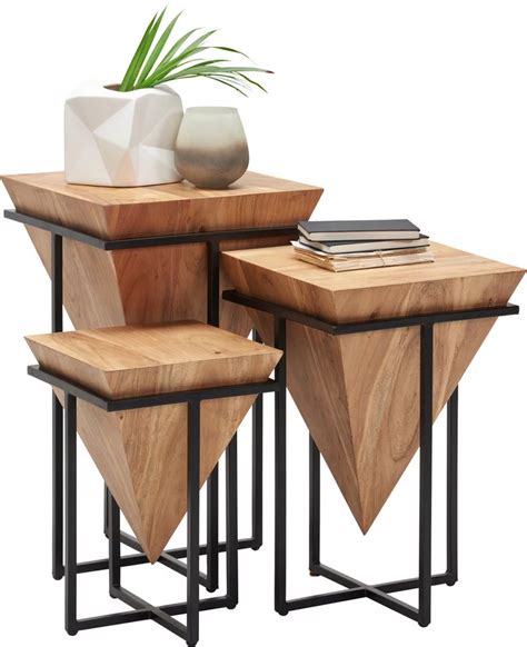 beistelltisch  cm akazie massiv eisen shoppen wood table design
