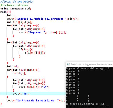Solución De Algoritmos Código C Y Java Traza De Una Matriz En C