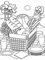 Coloring Picnic Pages Summer Basket Kids Printable Food Color Drawing Colouring Sheets Parents Blanket Scene Worksheet Adult Sheet Sketch Print sketch template