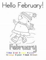 February Coloring Hello Pages Print Printable Sheets Kids Size Colors Twistynoodle Choose Board sketch template