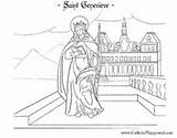 Catholic Genevieve Feast Gertrude Saints Catherine Siena Playground sketch template