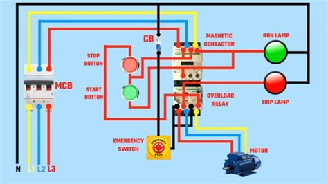 phase motor control wiring diagramconnection  emergency stop switch youtube