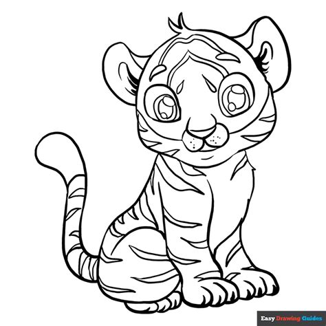 baby tiger coloring page easy drawing guides