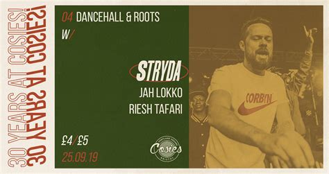 30 Years At Cosies Week 1 Dancehall And Roots Tickets Cosies 4 00