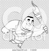 Olympic Buff Torch Athlete Outlined Running Man Coloring Clipart Vector Cartoon Thoman Cory sketch template