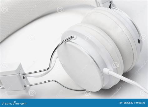 white headphones stock photo image  tilt earphones