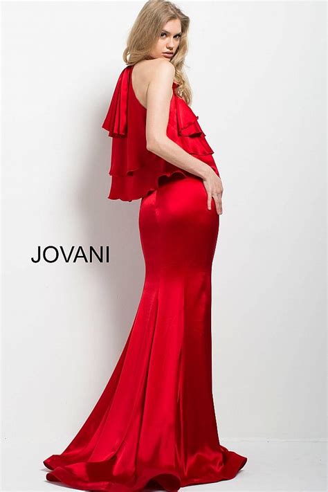 red satin ruffle high neck bodice dress 55128 dresses