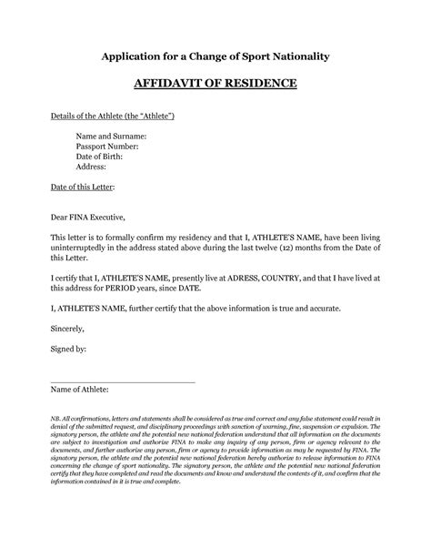 sample letter  residency verification  document template