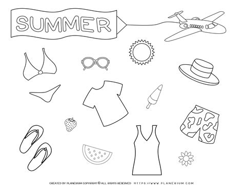 summer coloring pages summer clothes planerium