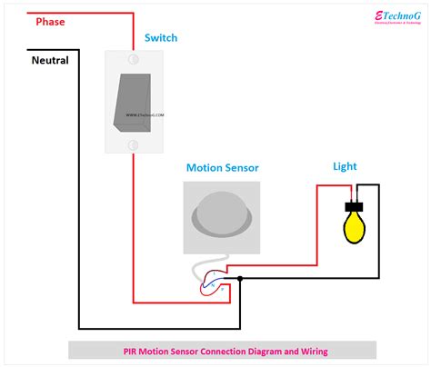 pir motion sensor wiring  connection diagram  installation etechnog