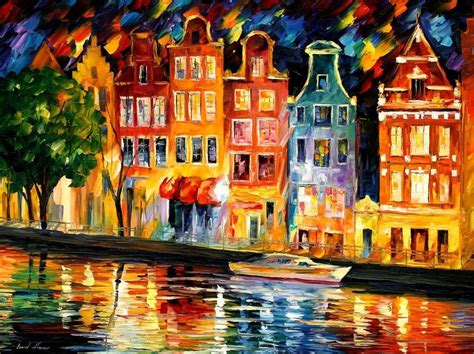 Amsterdam 8 Leonid Afremov Cityscape Painting Oil