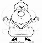 Chubby Careless Shrugging Lady Business Clipart Cartoon Outlined Coloring Vector Thoman Cory Regarding Notes sketch template